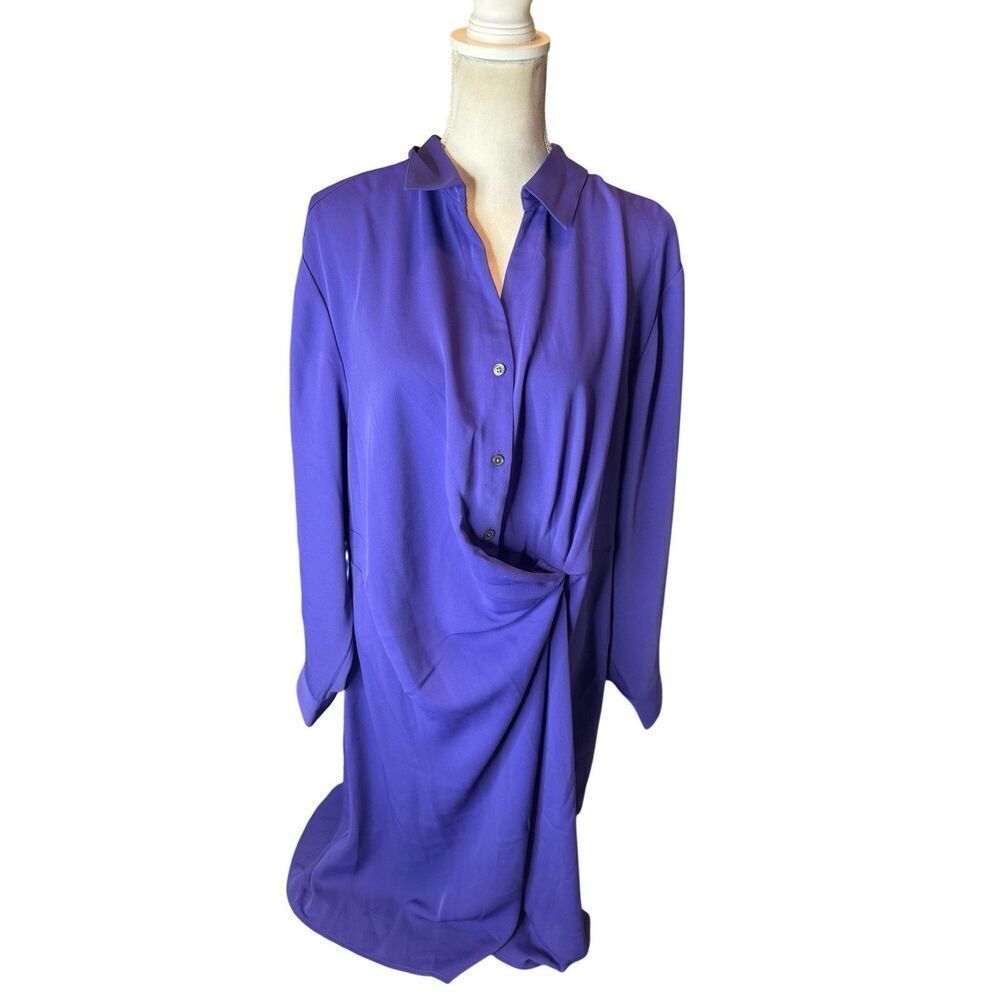 J. JILL SIZE 3X Wearever Twist Front Shirtdress MIDI DRESS TANZANITE PURPLE NWT